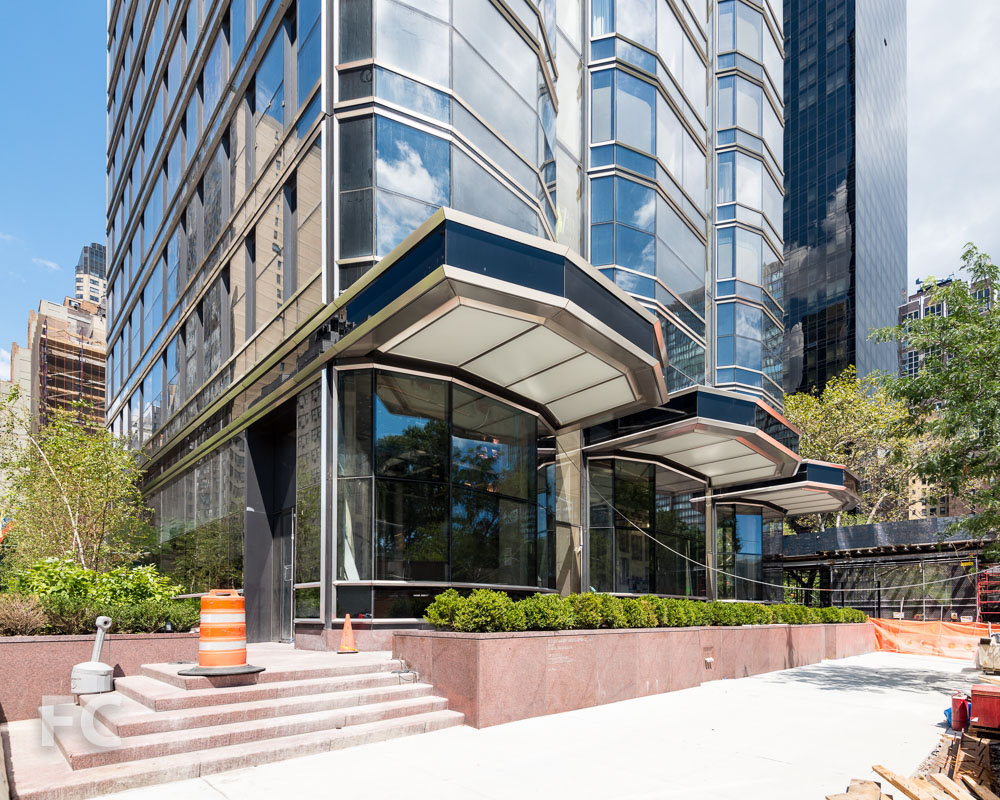 Lobby entry off of First Avenue.