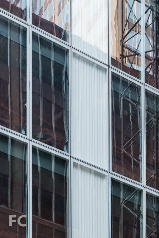 Detail of north facade curtain wall panels.