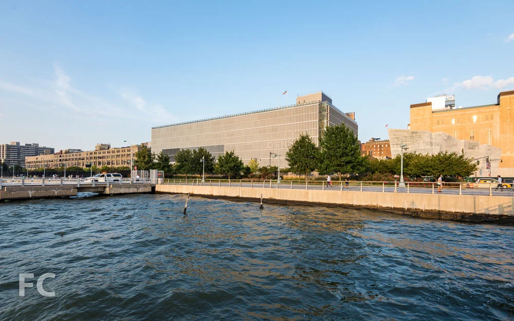 Looking east from the Hudson Tunnel pier towards the Manhattan Districts 1/2/5 Garage (left) and the Spring Street Salt Shed (right).