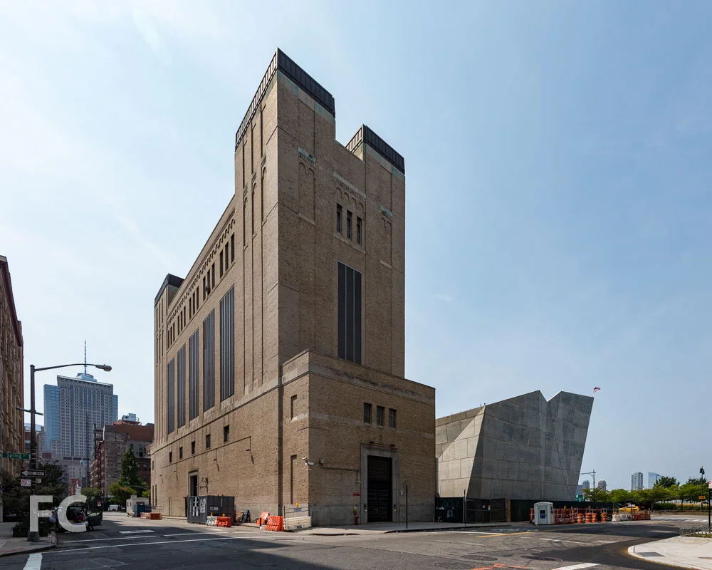 Northeast corner of the Salt Shed from the intersection of Spring Street and Washington Street.