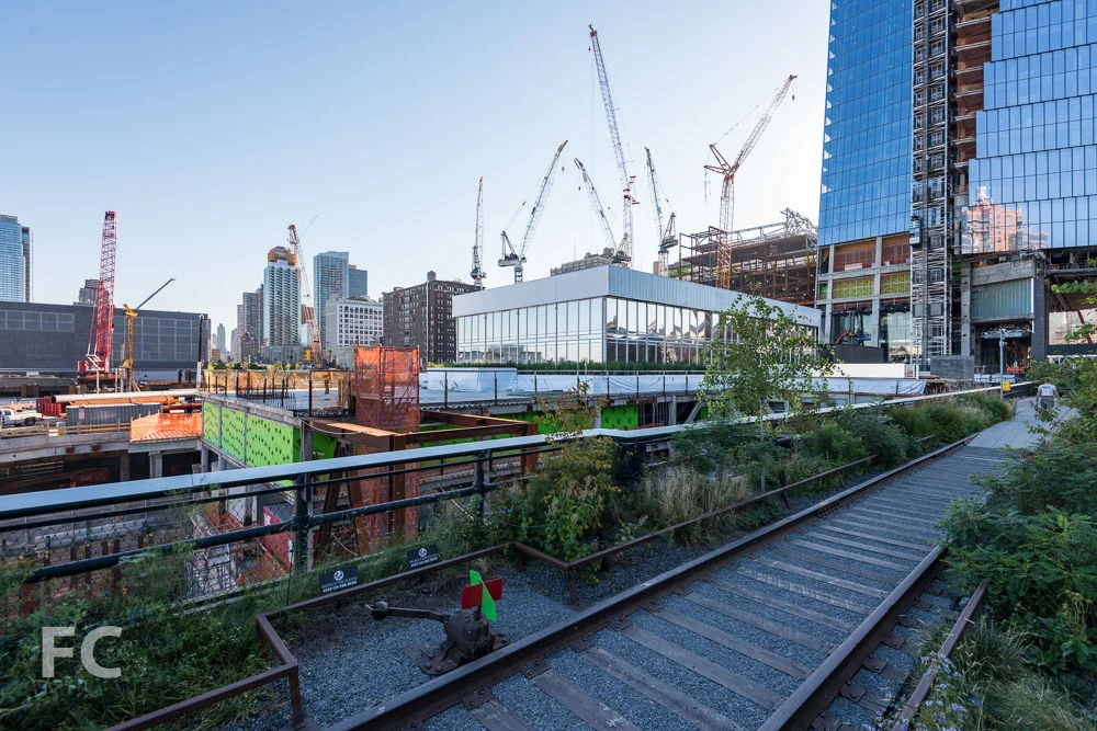 Temporary Coach building installed for a Fashion Week runway show.