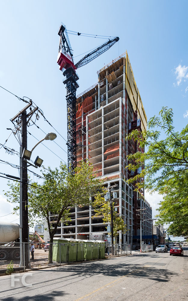 Northeast corner of the phase one tower from Pavonia Avenue.