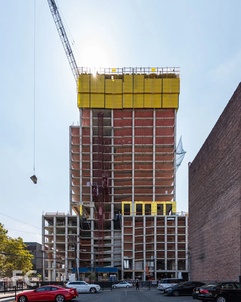 North facade of the phase one tower.
