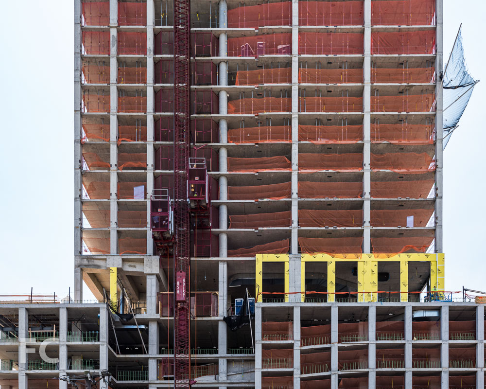 Detail of the north facade of the phase one tower.