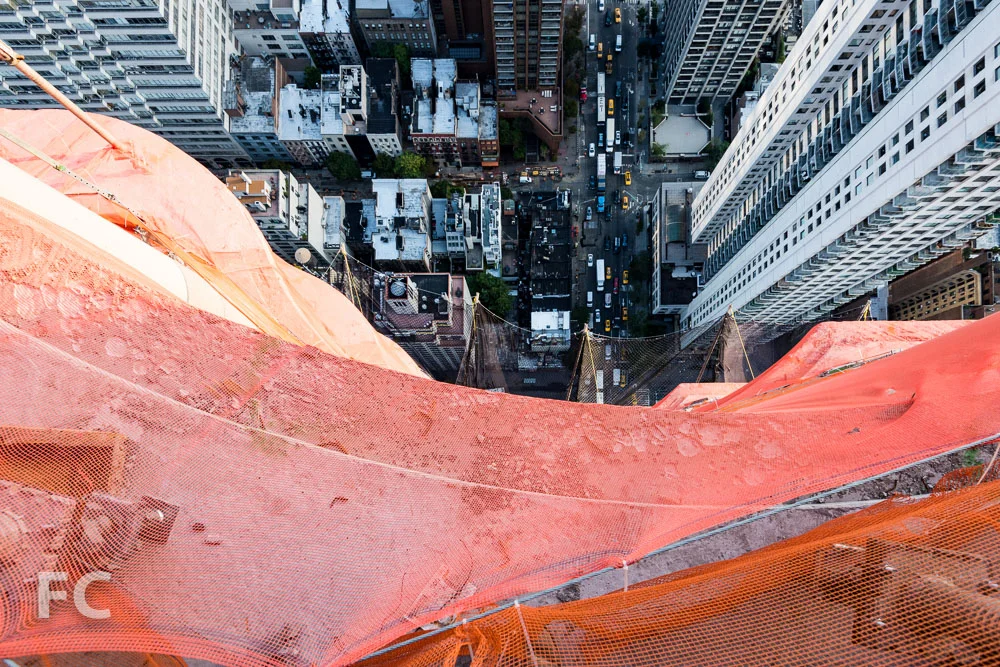Looking down from the curved façade element.