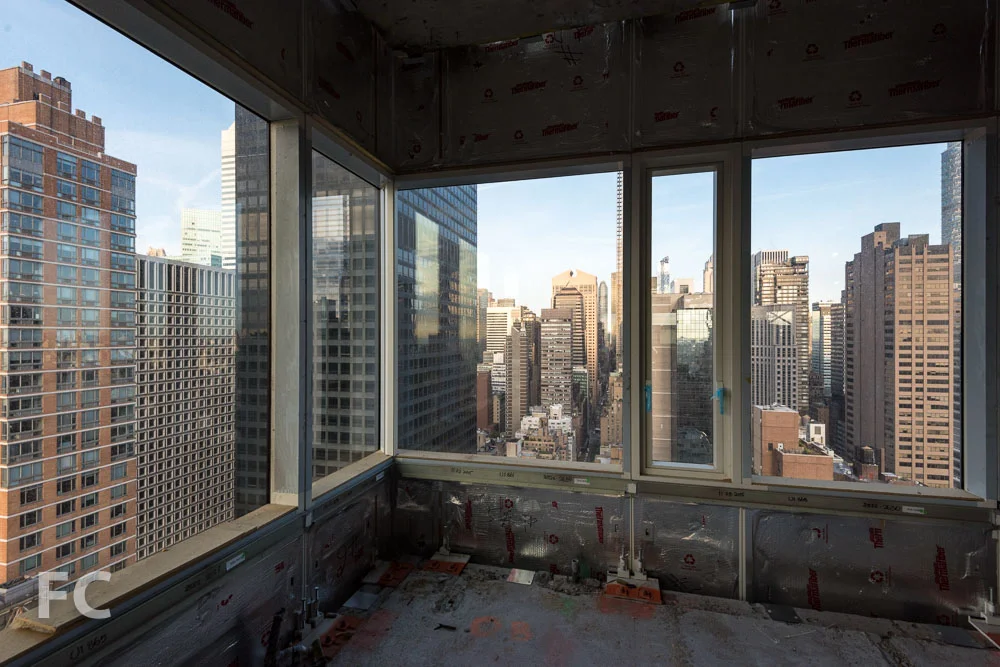 Looking west from a corner unit.
