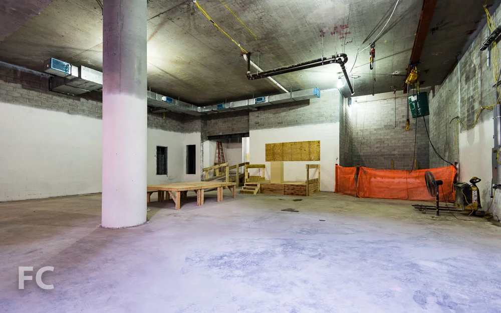 The porte cochere under construction.