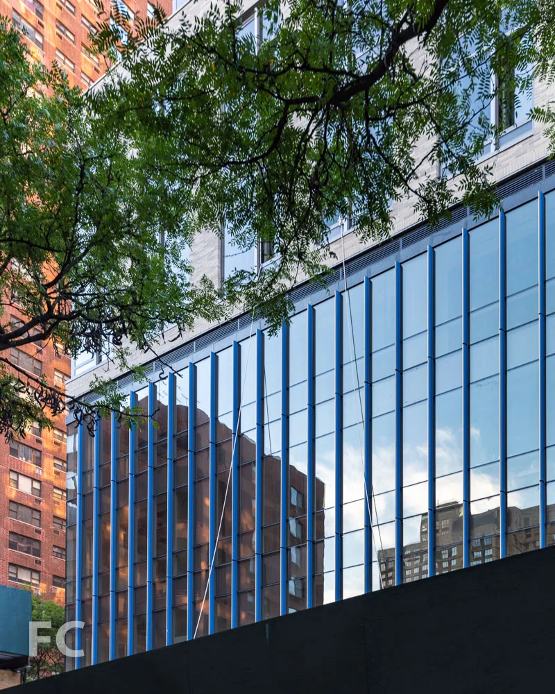 The fins of the school's north façade on East 93rd Street.