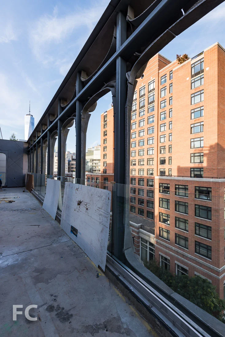 Cast aluminum facade screen from the penthouse terrace.