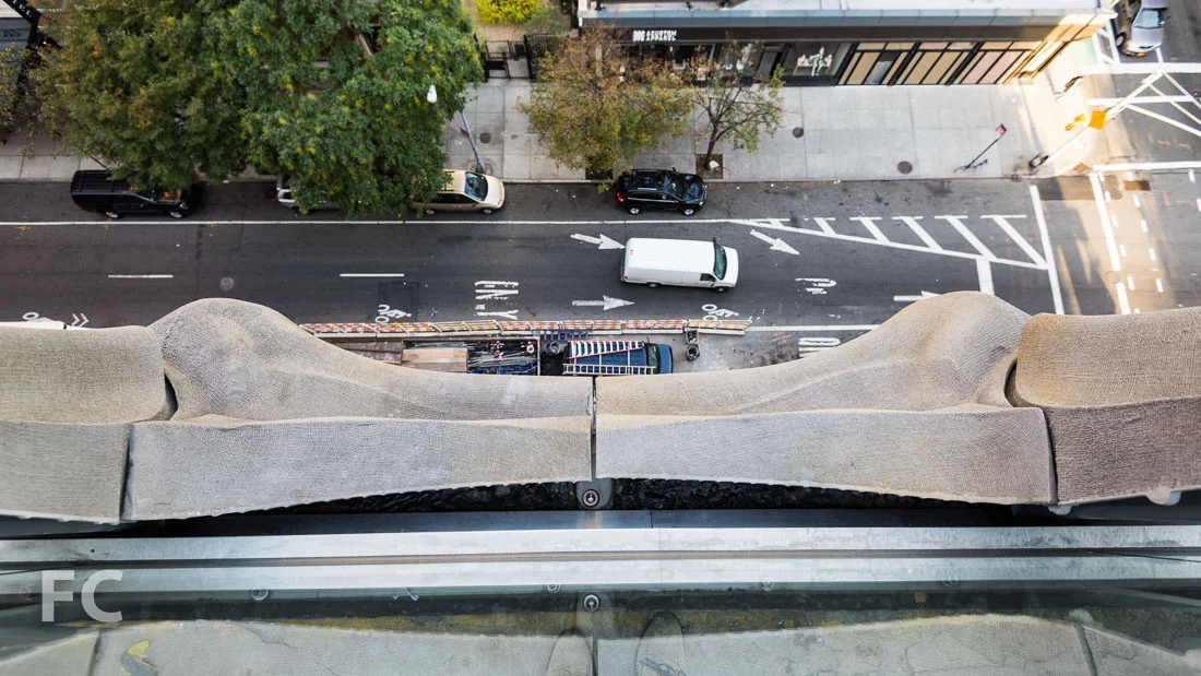 Facade screen detail at slab edge.