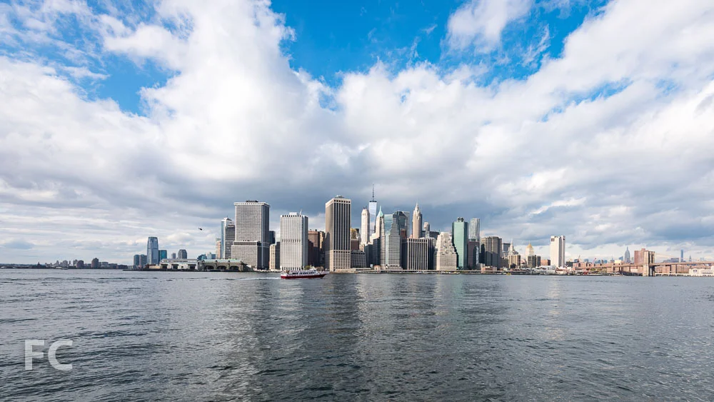 View of Lower Manhattan from the end of Pier 6.