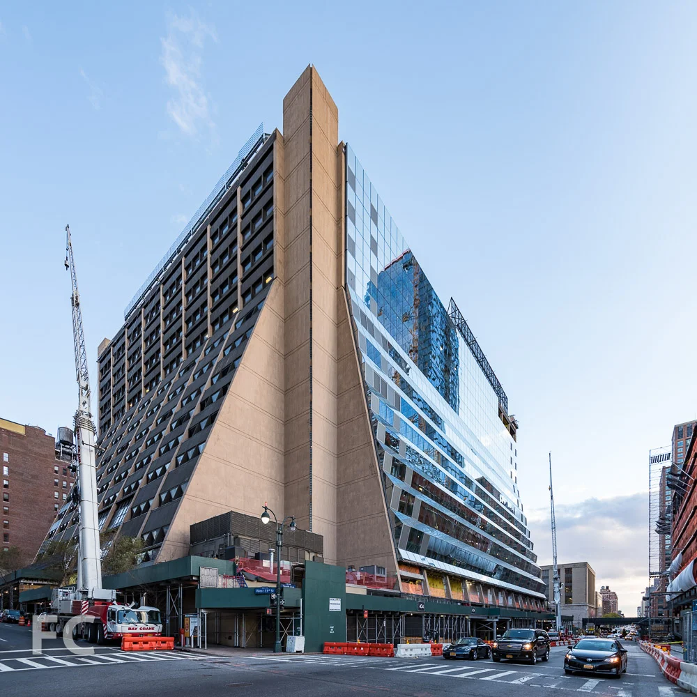 Northwest corner of 5 Manhattan West from 10th Avenue.