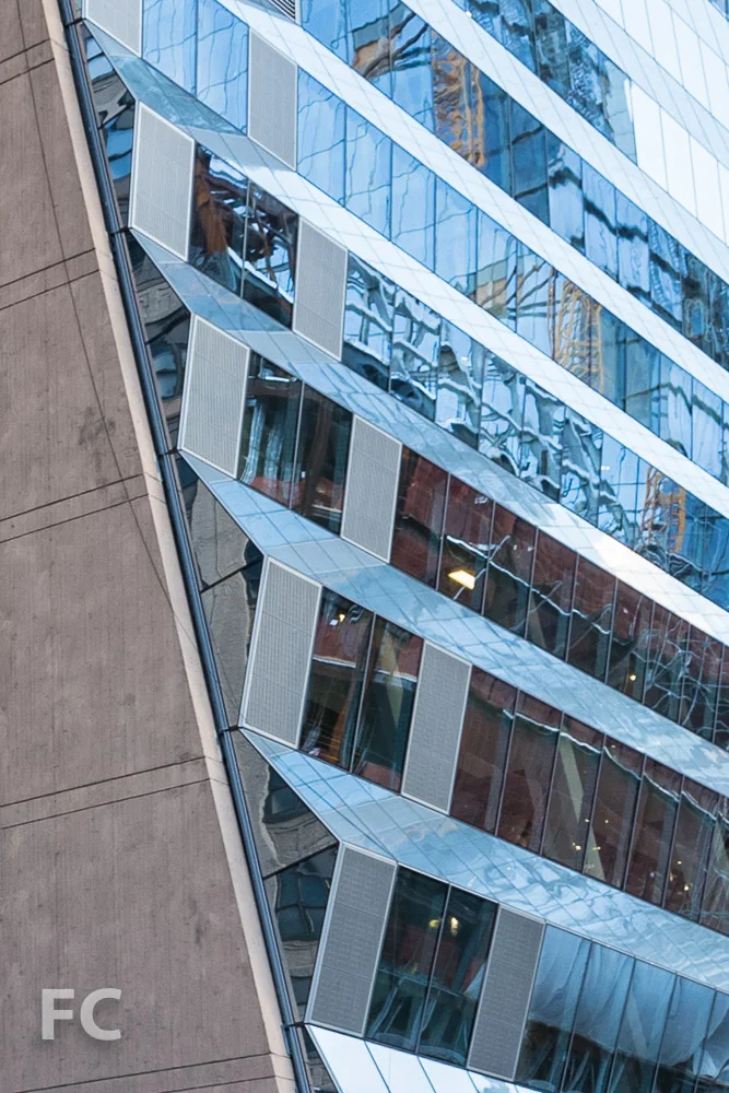 Detail of northwest corner of 5 Manhattan West.