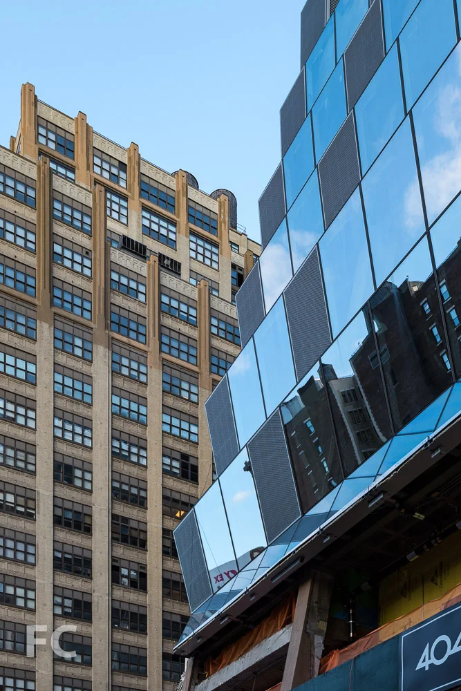 Detail of northwest corner of 5 Manhattan West.
