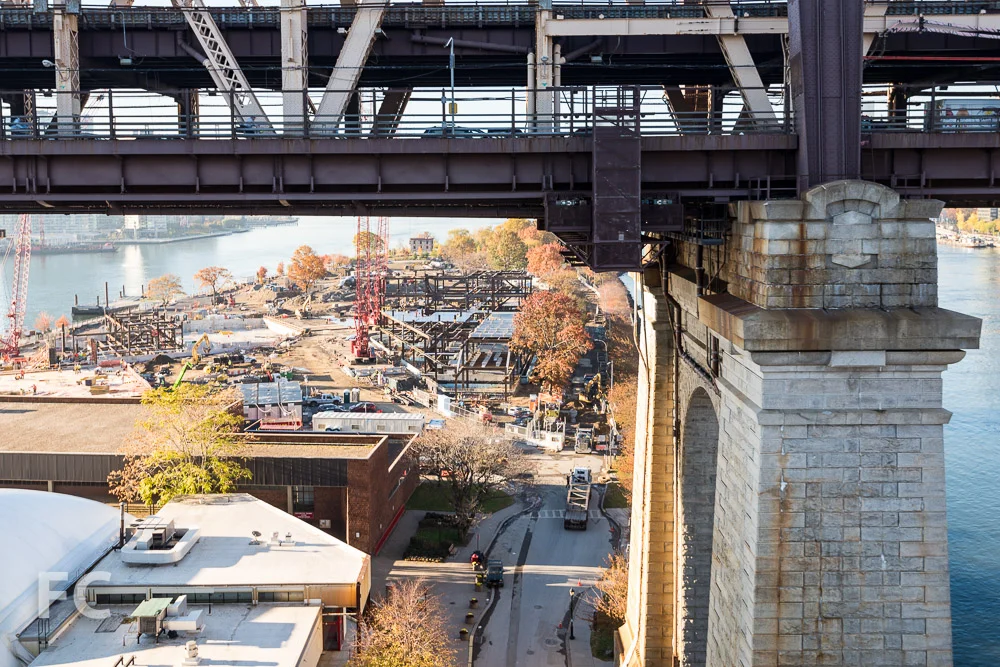 Aerial view of the Phase One campus from the Roosevelt Island tram.