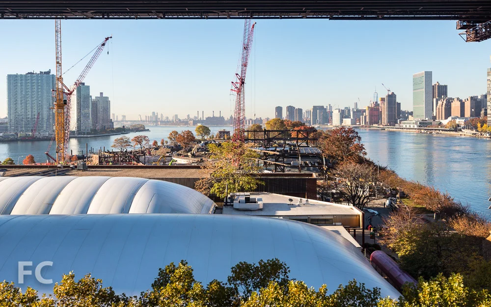 Aerial view of the Phase One campus from the Roosevelt Island tram.