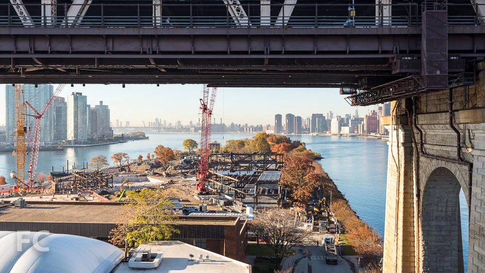 Aerial view of the Phase One campus from the Roosevelt Island tram.