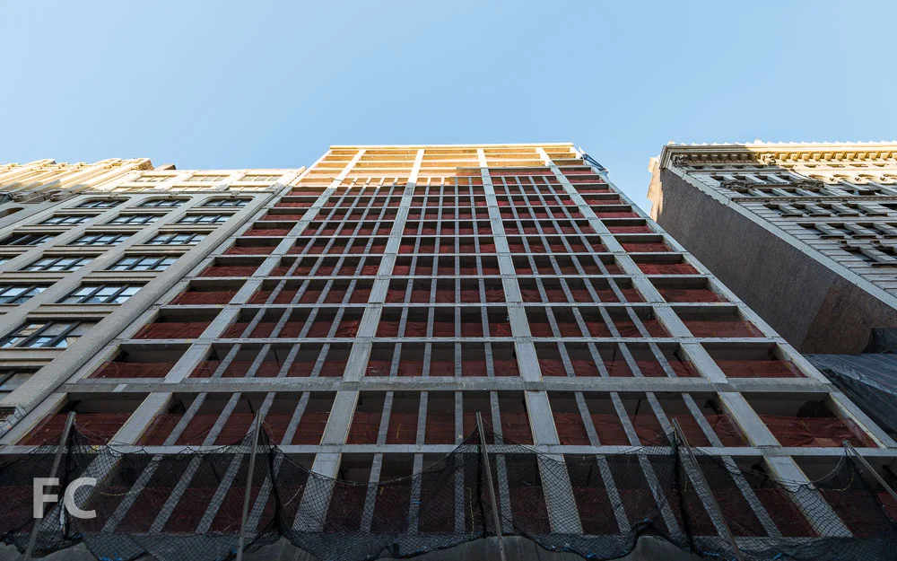 South facade of the West 21st Street tower.