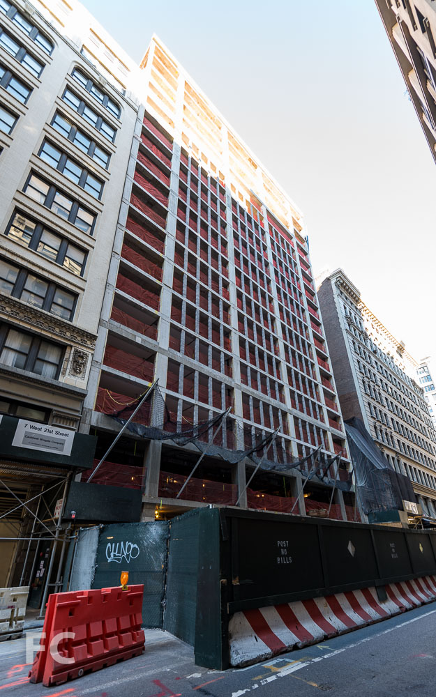 Southwest corner of West 21st Street tower.