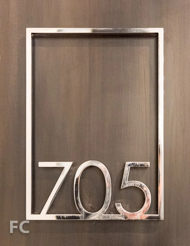 Residential unit entry signage.