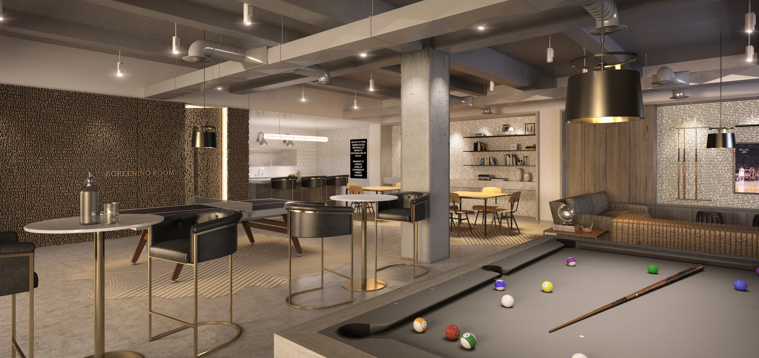 Rendering of the Residents' Lounge.