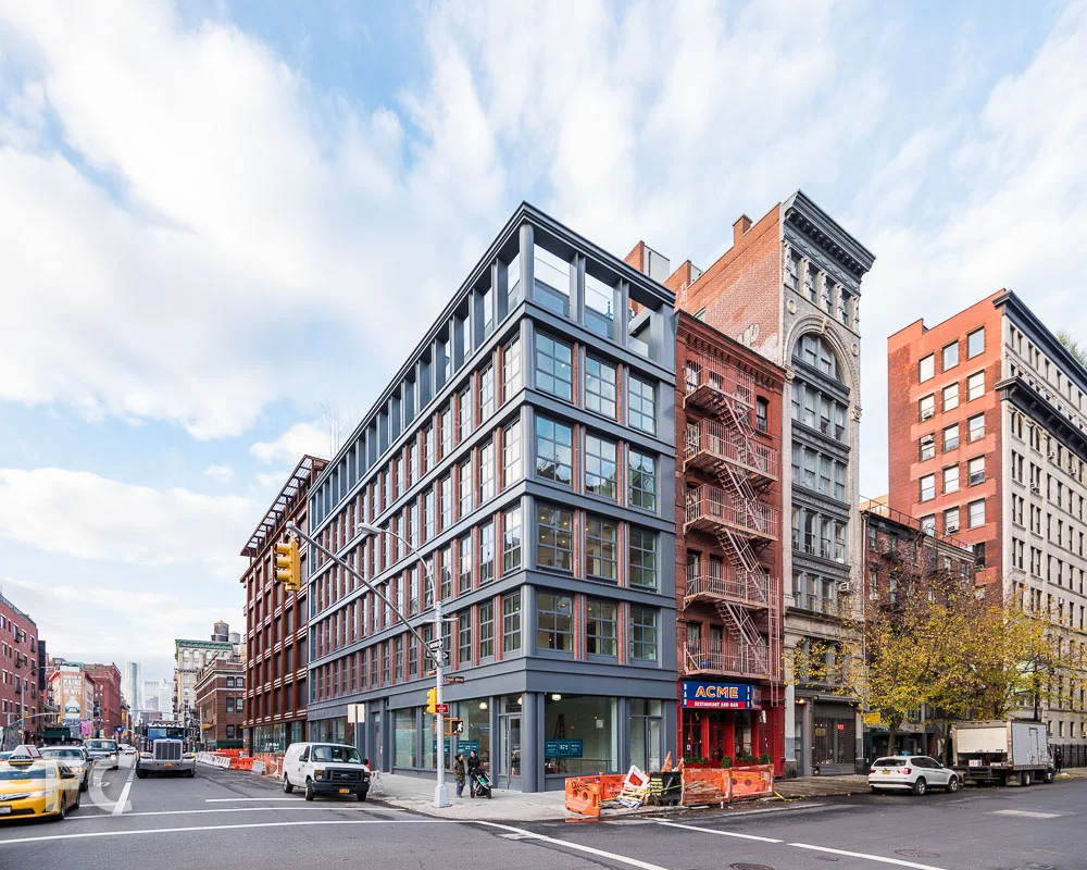 10 Bond (left) and 372 Lafayette (right) from the corner of Lafayette and Great Jones Street.