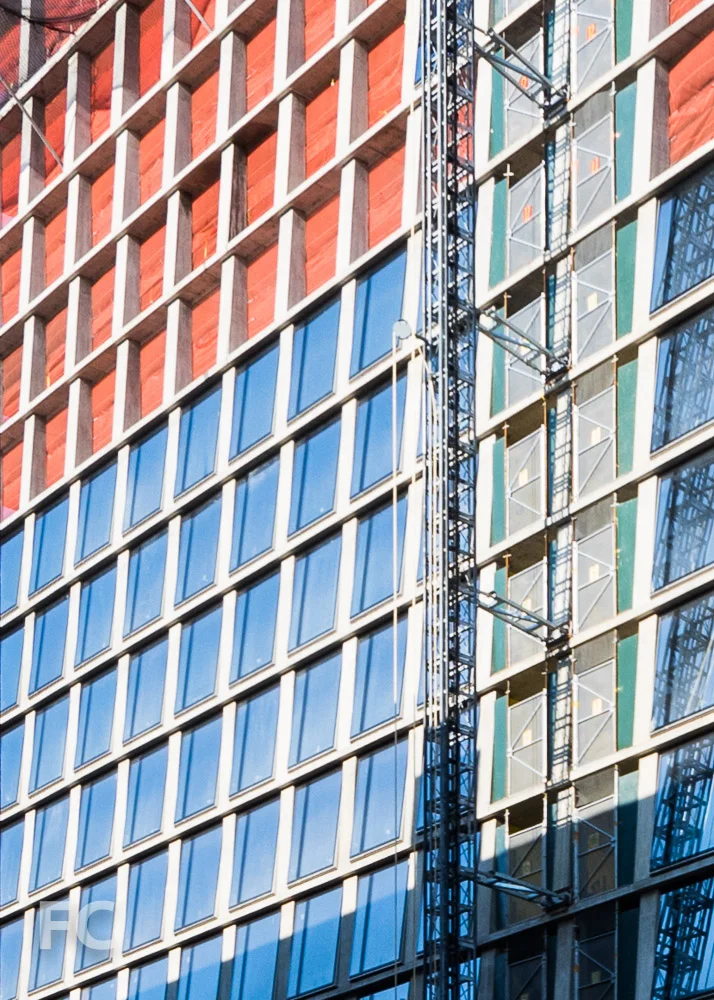 Close-up of the south facade.