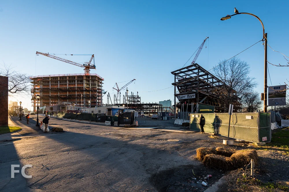 Looking south towards the Phase One campus from West Main Street.