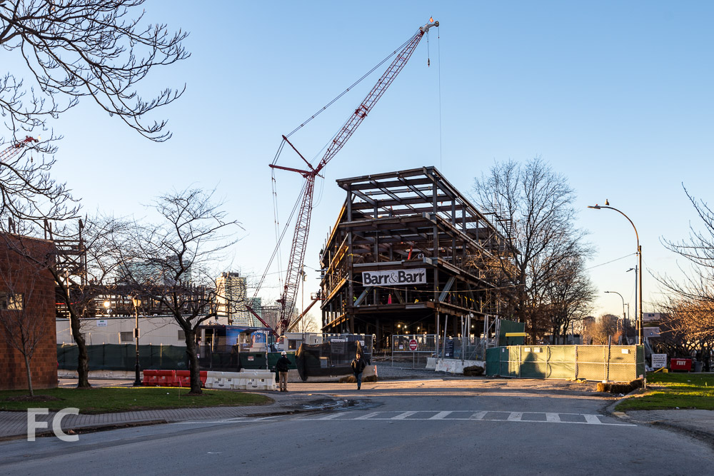 Northwest corner of the Bloomberg Center from West Main Street.