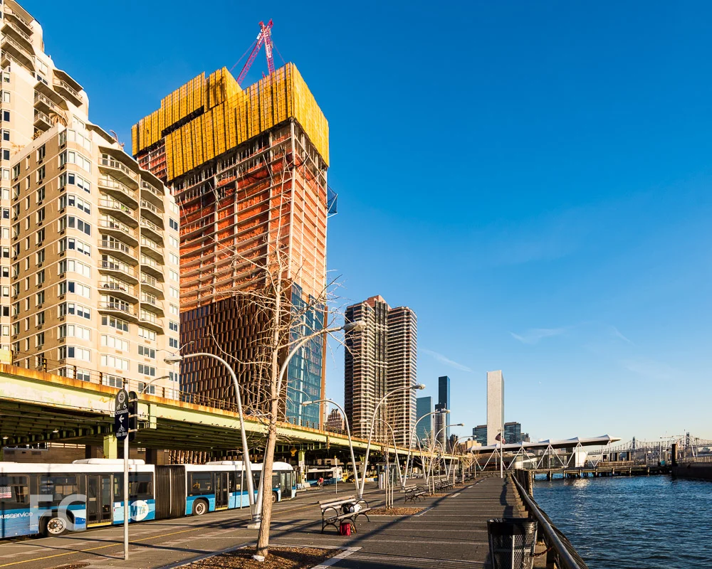 Looking north from the East River Esplanade.