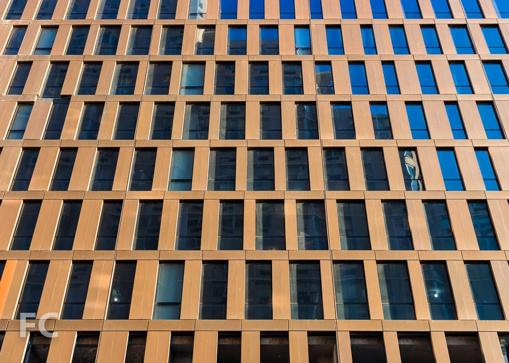 Close-up of the south facade of the southeast tower.