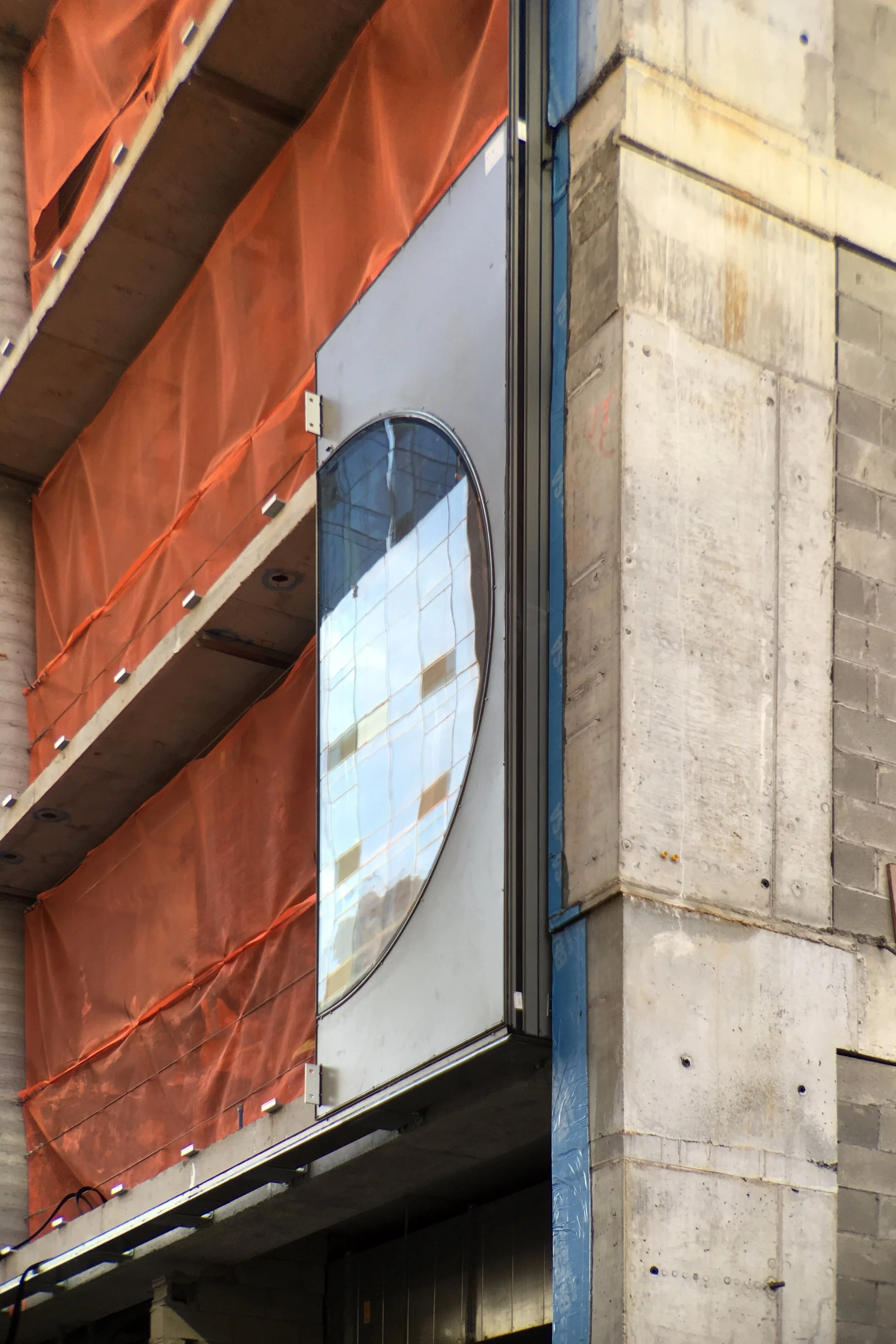 Glass panel at the northwest corner.