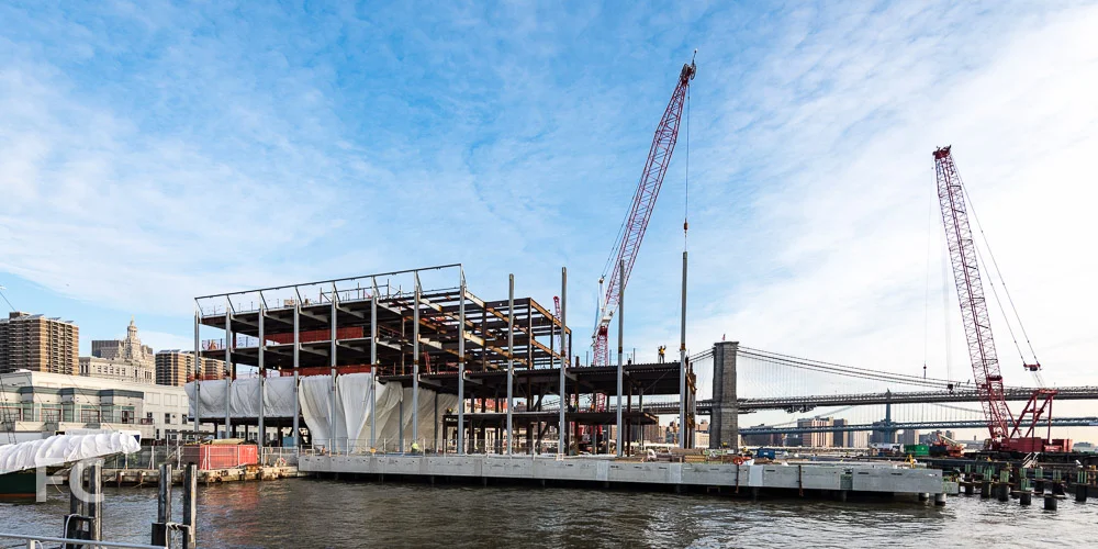 South facade of Pier 17's new retail building.