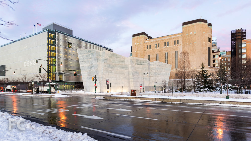 The Manhattan Districts 1/2/5 Garage (left) and the Spring Street Salt Shed (right).