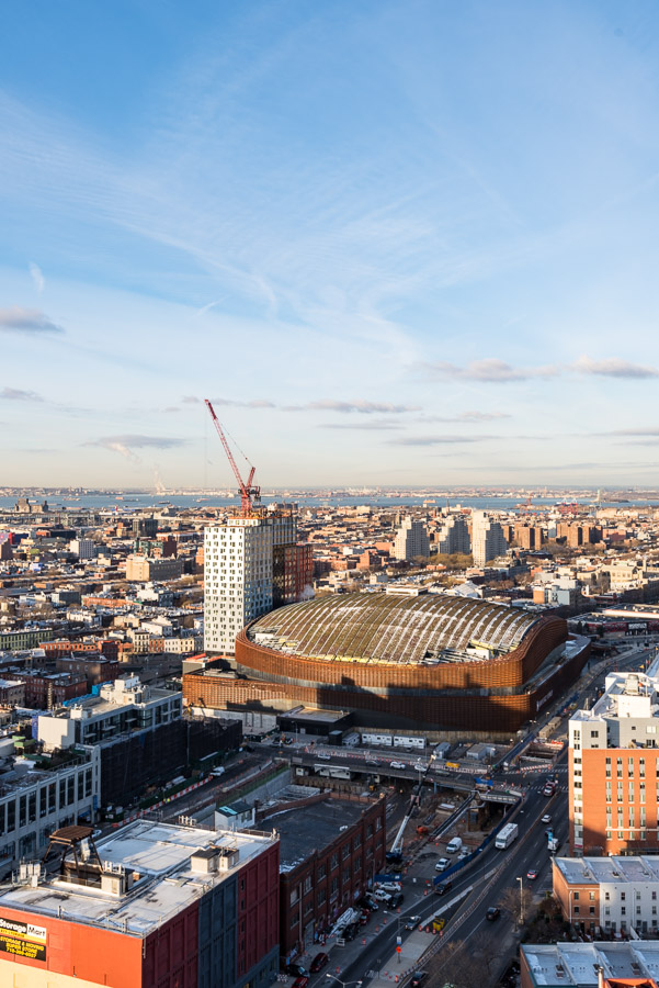 Aerial view of 461 Dean (left) and Barclays Center (right). 