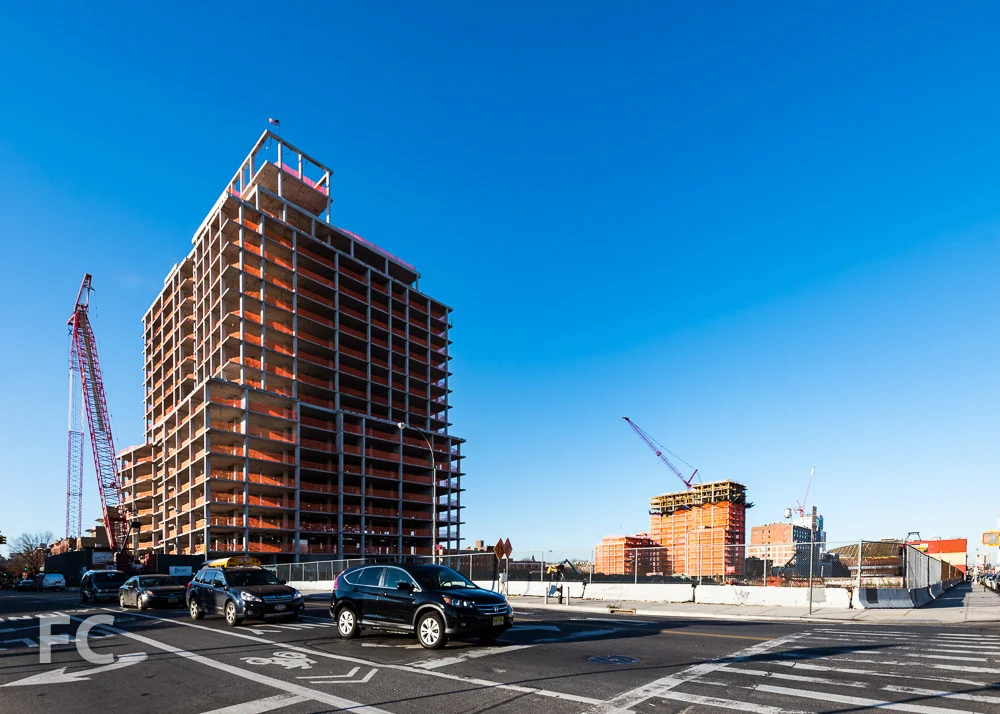 Northeast corner of 550 Vanderbilt (left) and 535 Carlton (right) from Vanderbilt Avenue.