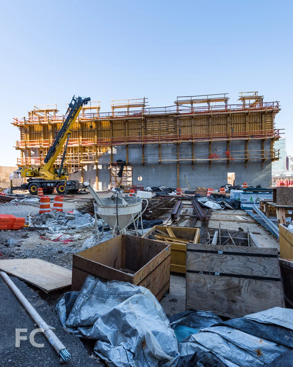 East facade with form-work for Children's Area opening and Main Entry.