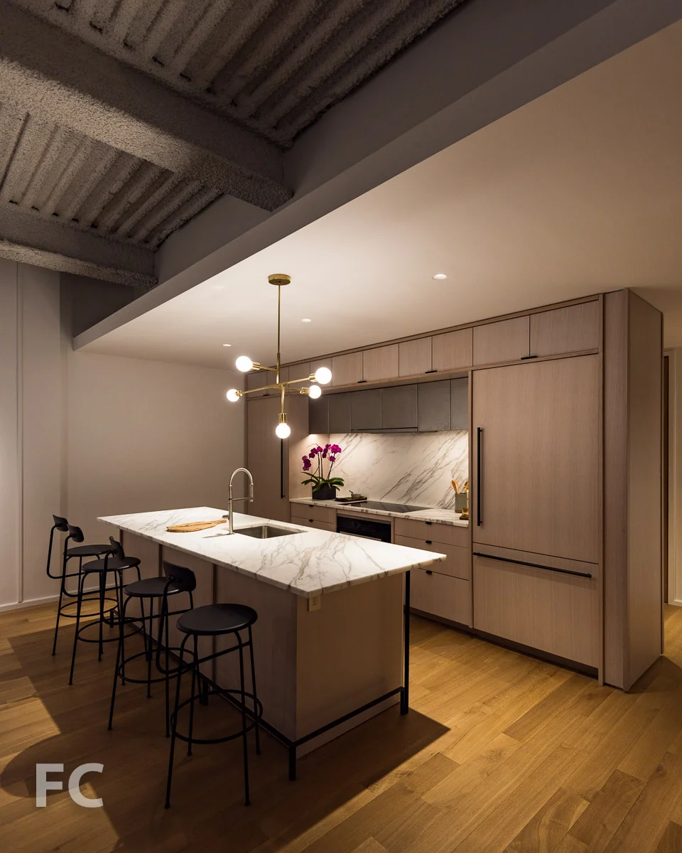 Kitchen mock-up in the sales gallery.