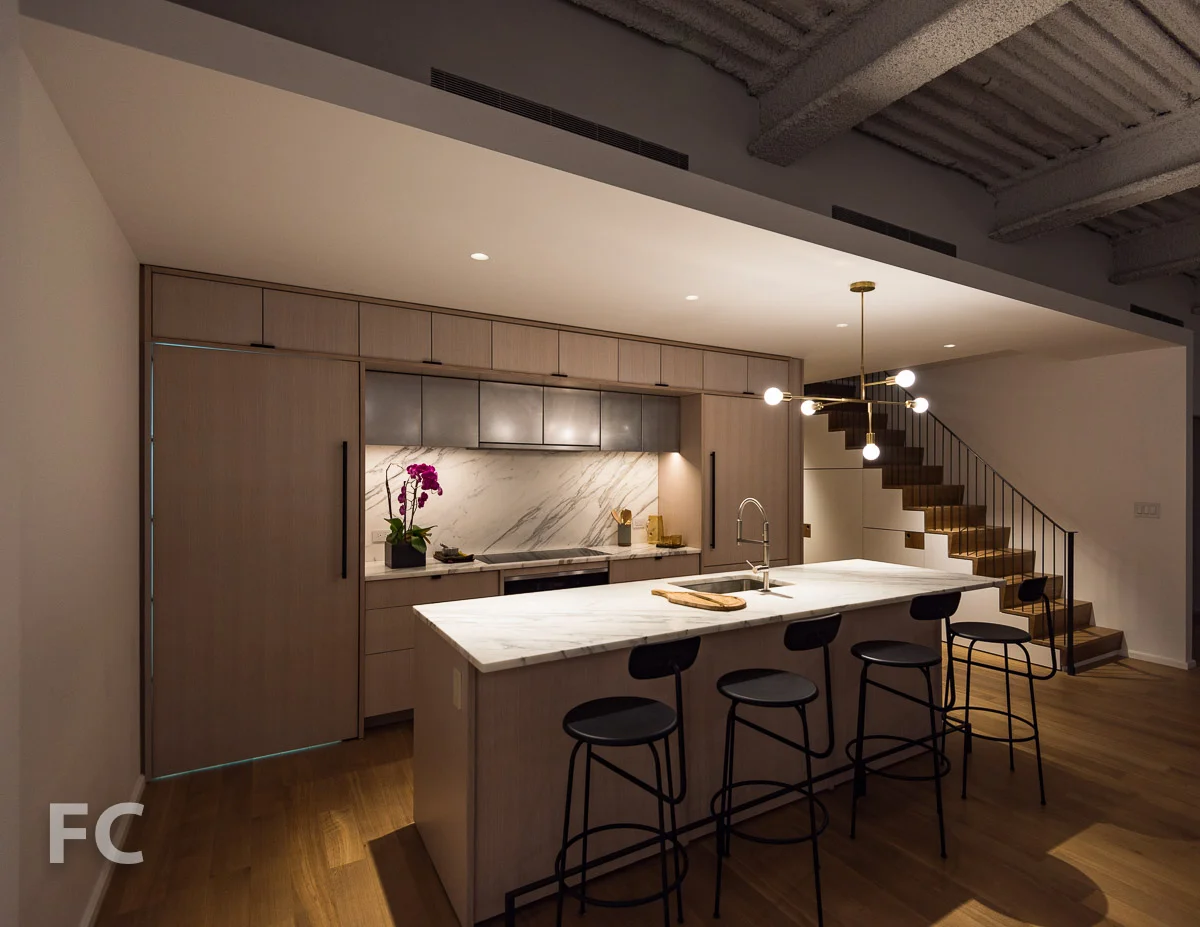 Kitchen mock-up in the sales gallery.