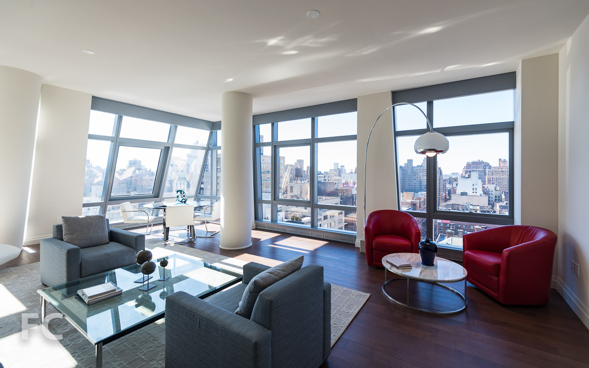 Living/Dining with views to the south and west.
