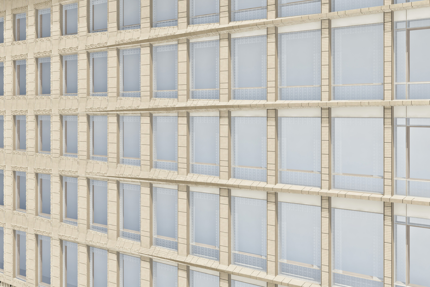 Rendering of the facade. Courtesy of BKSK Architects.