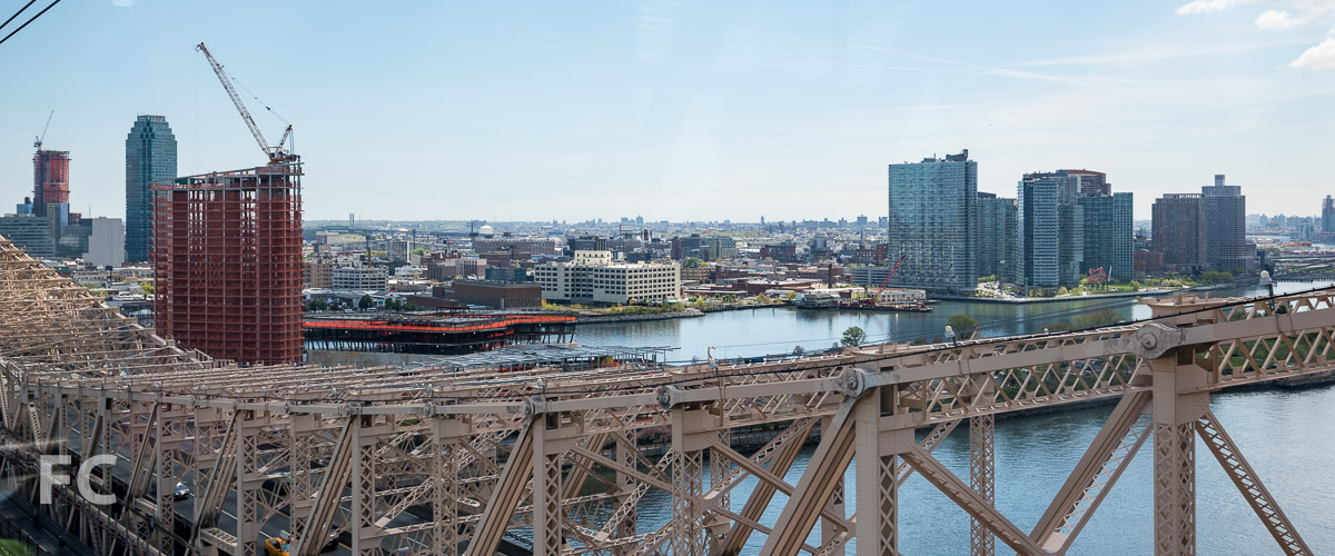 Looking east towards the Cornell Tech campus from the Roosevelt Island Tram.