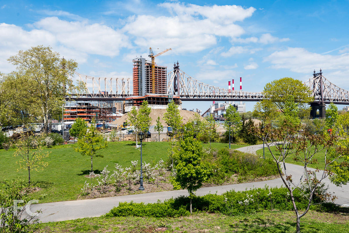 Looking north toward the Cornell Tech Campus from Southpoint Park.