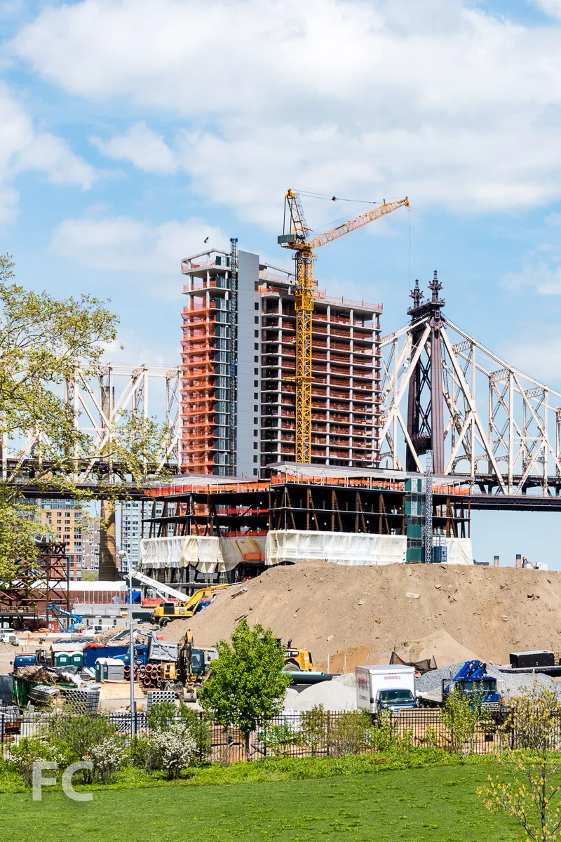 Looking north toward the Cornell Tech Campus from Southpoint Park.