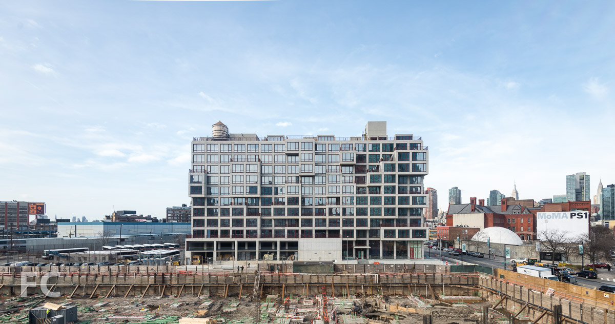 East elevation with the former Five Pointz site in the foreground.