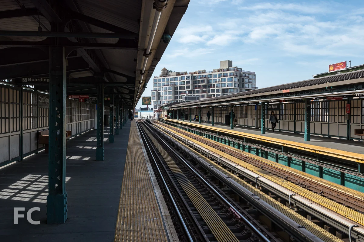 Northeast corner from the Court Square subway station platform.