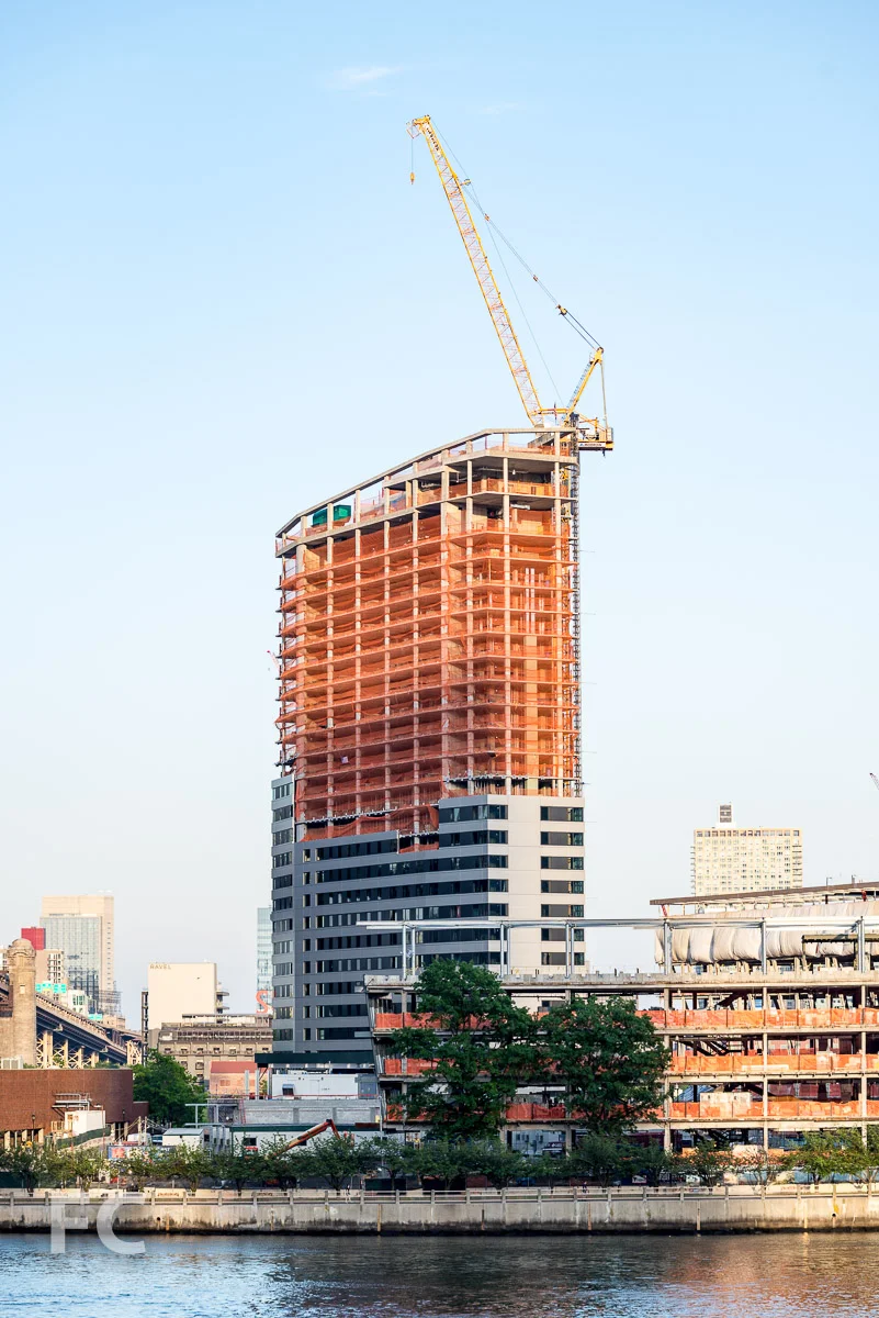 Southwest corner of the residential tower.