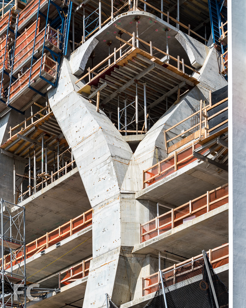 Close-up of the concrete superstructure.