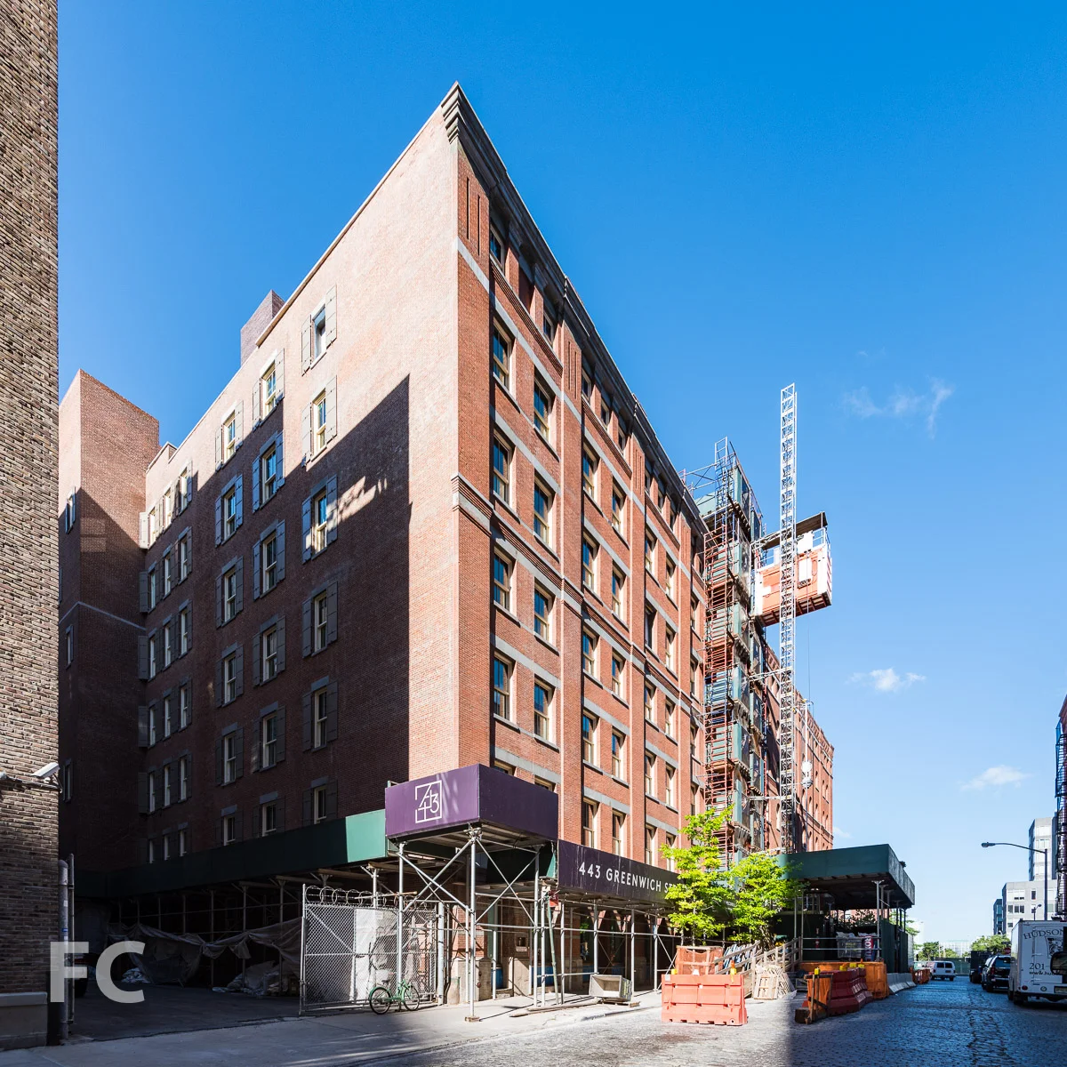 Northeast corner from Desbrosses Street.