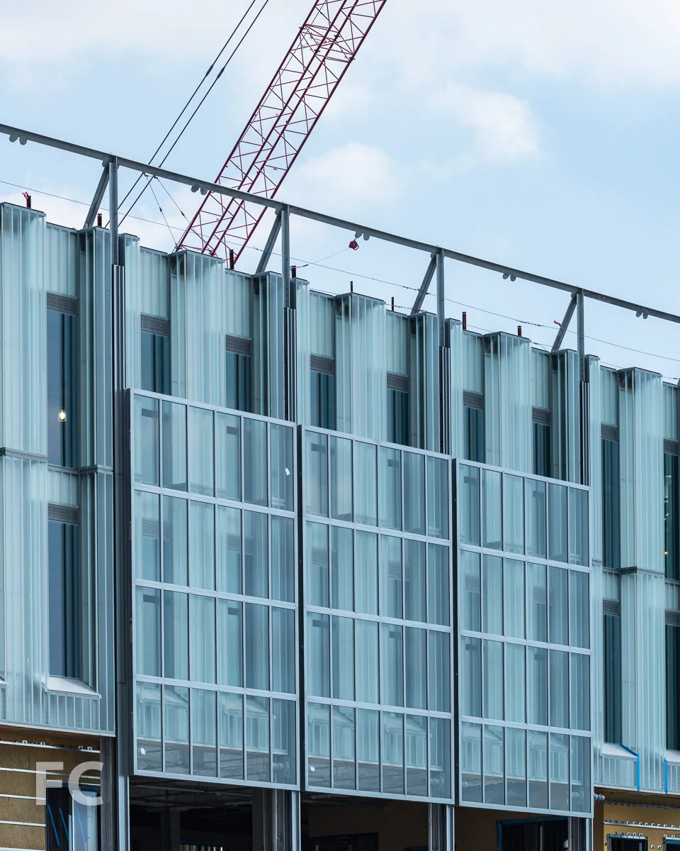 Operable glass walls installed on the south façade.